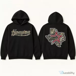 Houston Texas Star Map Graphic Print Crewneck Cotton T-Shirt