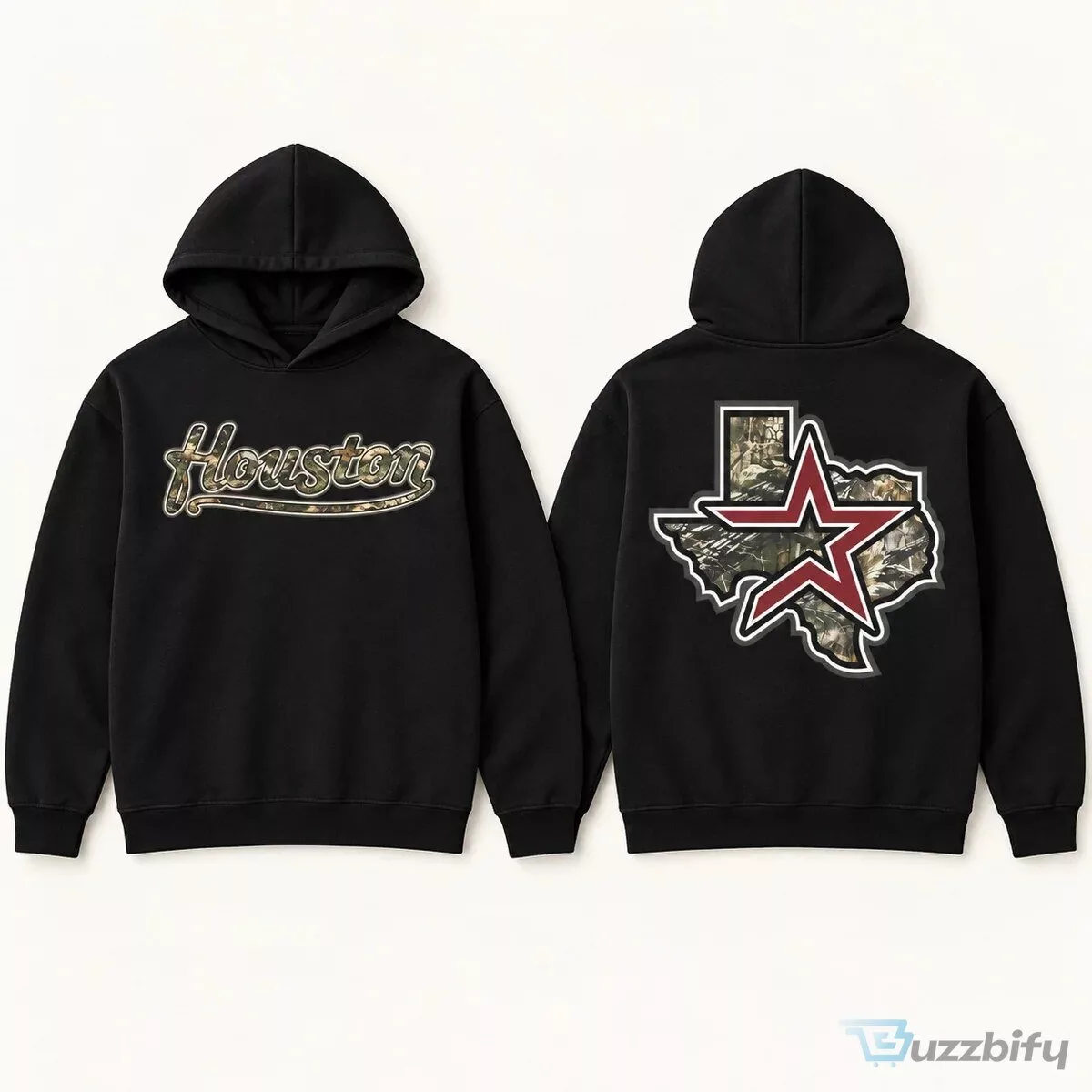 Houston Texas Star Map Graphic Print Crewneck Cotton T-Shirt
