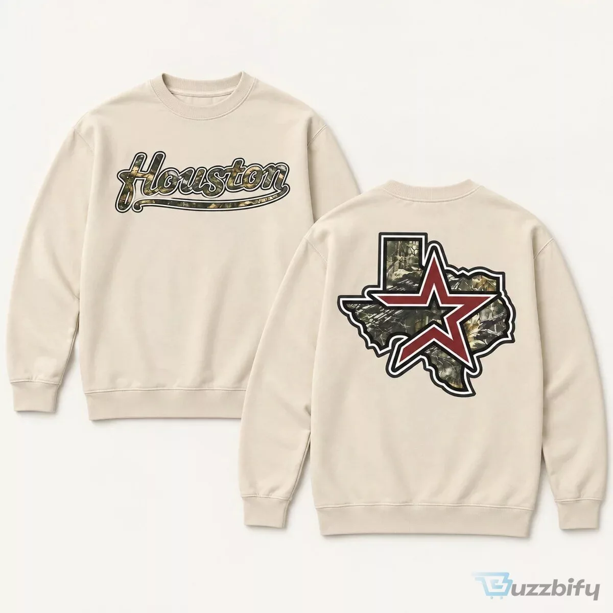 Houston Texas Star Map Graphic Print Crewneck Cotton T-Shirt