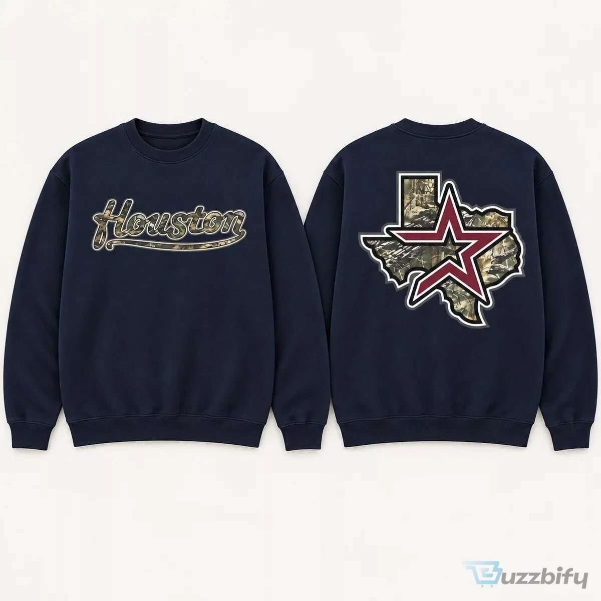 Houston Texas Star Map Graphic Print Crewneck Cotton T-Shirt