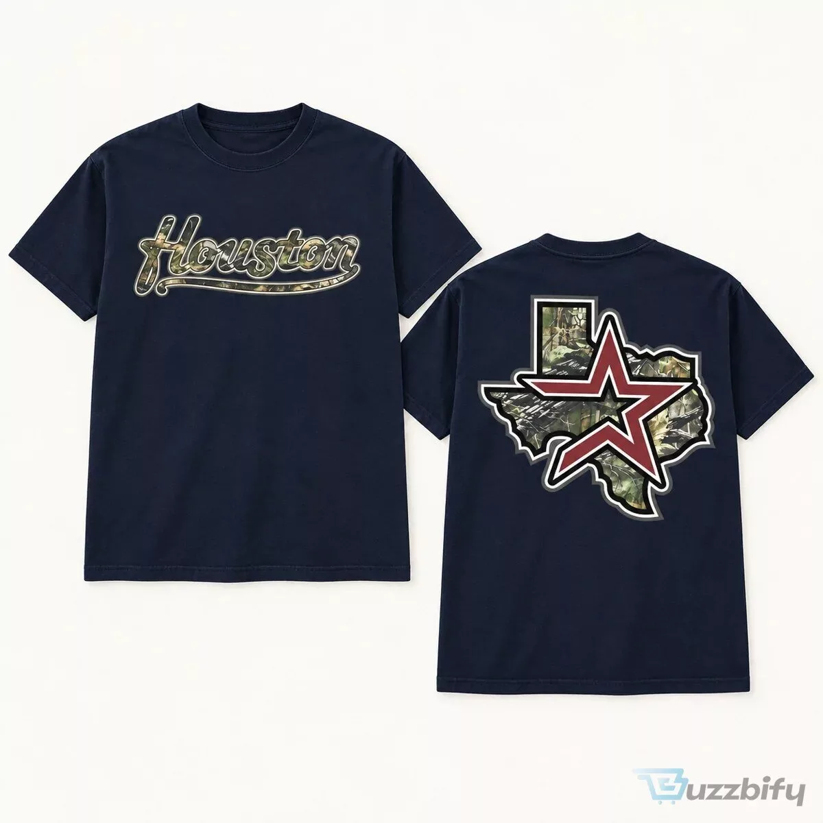 Houston Texas Star Map Graphic Print Crewneck Cotton T-Shirt