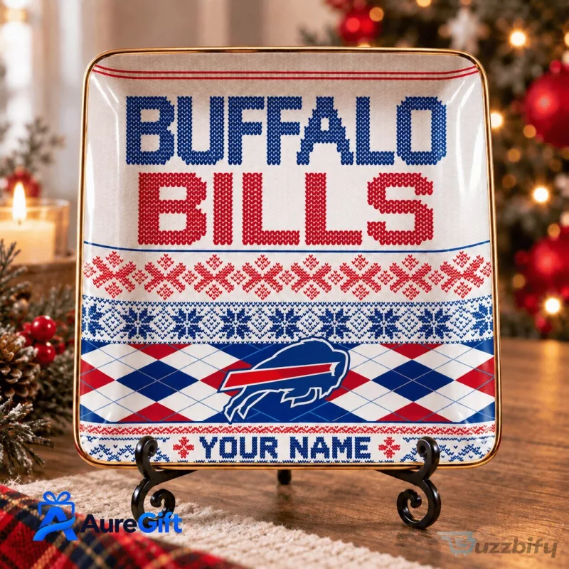 Buffalo Bills Ugly Christmas Sweater Pattern Personalized Jewelry Dish