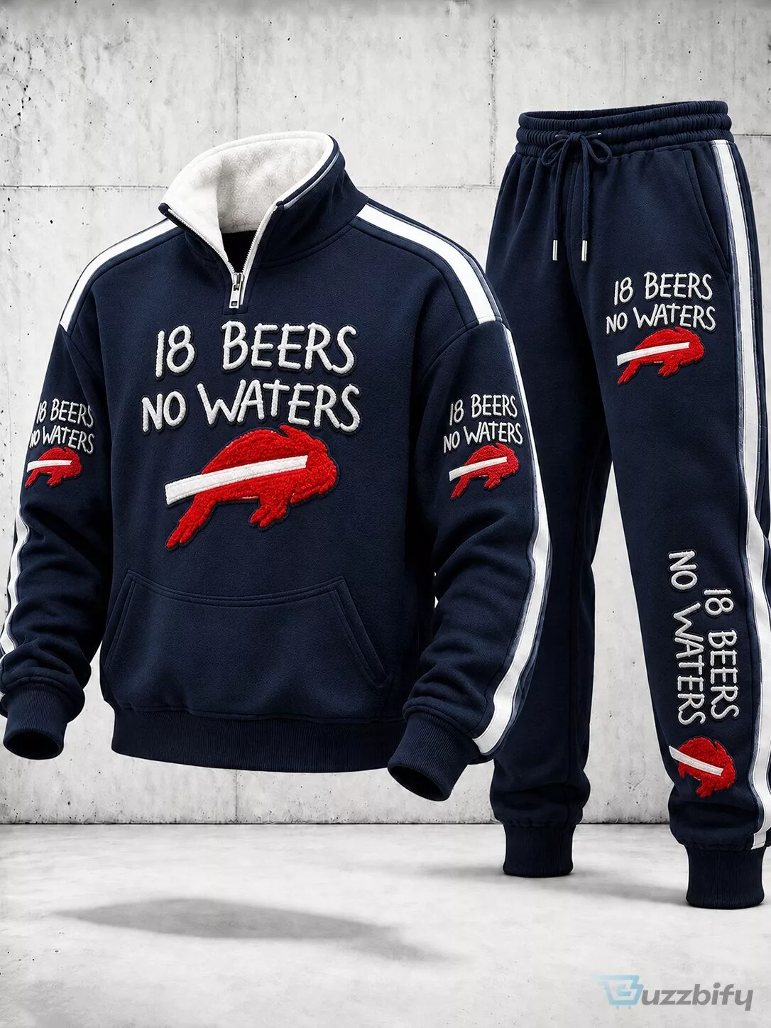 Buffalo Bills 18 Beers No Waters Football Fan Quarter-Zip Hoodie