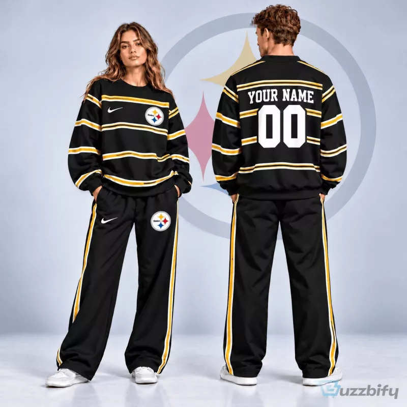 Pittsburgh Steelers Personalized Striped Black Sweatshirt