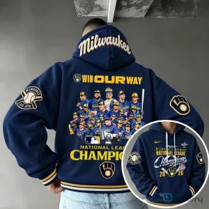 2026 Baseball Team Hoodie for Milwaukee Brewers National League Champions