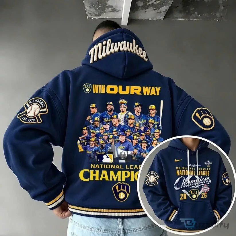 2026 Baseball Team Hoodie for Milwaukee Brewers National League Champions