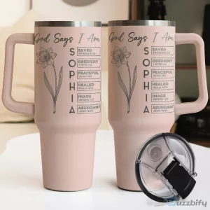 God Says I Am Personalized Birth Flower Bible Verses Tumbler