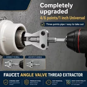 Drill Powered Broken Pipe Thread Extractor Tool for Plumbing Repair and Maintenance