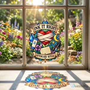 Ink It Right Tattoo Artist Aftercare Ritual Stained Glass Style Suncatcher