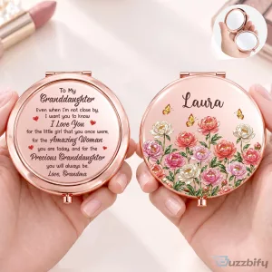 Personalized Daughter Pocket Mirror with Custom Name and Floral Design