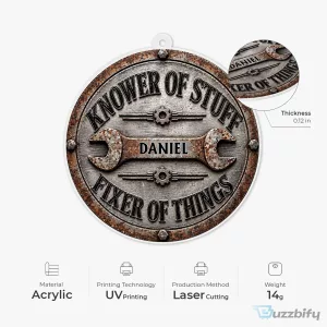 Knower Of Stuff Fixer Of Things Personalized Garage Mechanic Christmas Ornament