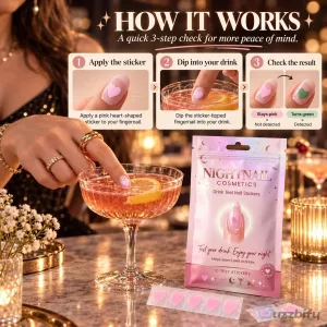 Night Nail Cosmetics Drink Test Nail Stickers for Date Rape Drug Detection