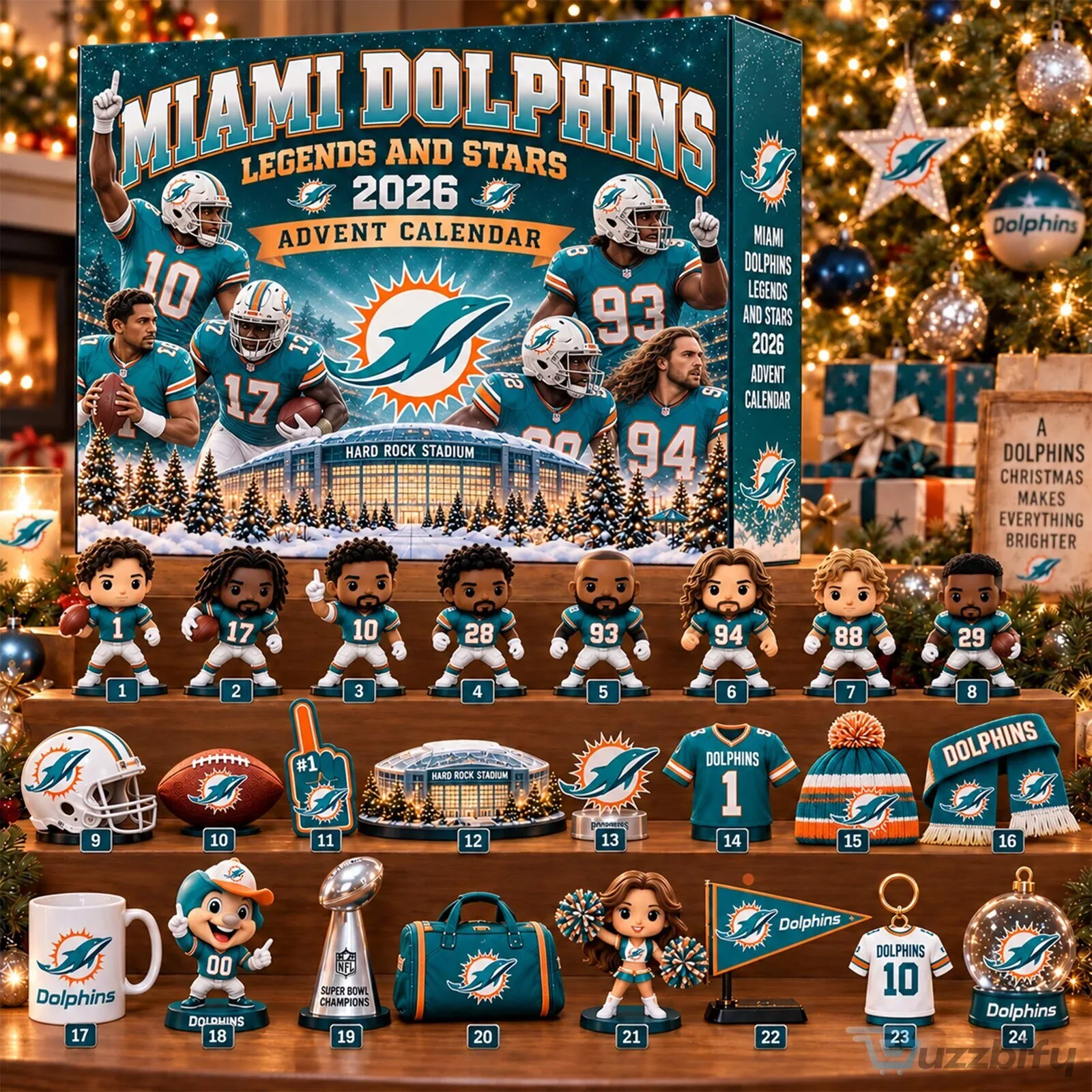 Miami Dolphins Legends and Stars 2026 NFL Football Team Advent Calendar