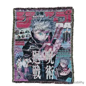 Jujutsu Kaisen Satoru Gojo Magazine Cover Anime Woven Blanket Throw