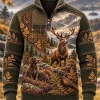 Hunting Season Deer and Dog Forest Landscape Quarter Zip Sweatshirt