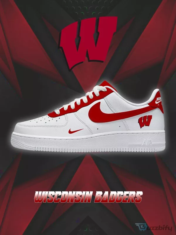 Wisconsin Badgers NCAA College Team Logo Custom Air Force 1 Style Shoes