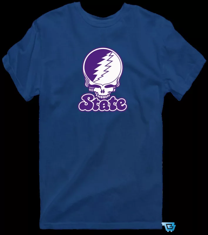 State Stealie Grateful Dead Inspired Skull Lightning Bolt Logo T-Shirt