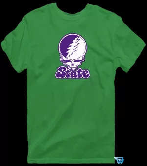State Stealie Grateful Dead Inspired Skull Lightning Bolt Logo T-Shirt