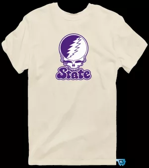 State Stealie Grateful Dead Inspired Skull Lightning Bolt Logo T-Shirt