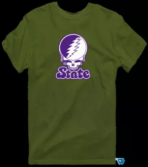 State Stealie Grateful Dead Inspired Skull Lightning Bolt Logo T-Shirt