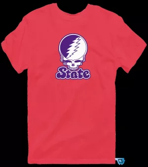 State Stealie Grateful Dead Inspired Skull Lightning Bolt Logo T-Shirt