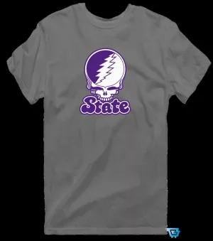 State Stealie Grateful Dead Inspired Skull Lightning Bolt Logo T-Shirt