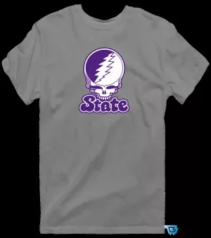 State Stealie Grateful Dead Inspired Skull Lightning Bolt Logo T-Shirt