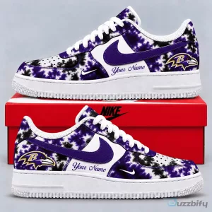 Baltimore Ravens Custom Tie Dye Football Team Sneakers with Personalized Name