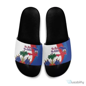 Haiti Independence Day Slide Sandals with Viv Haiti Viv Libete Slogan