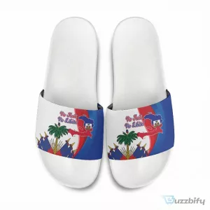 Haiti Independence Day Slide Sandals with Viv Haiti Viv Libete Slogan