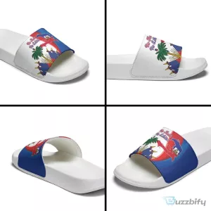 Haiti Independence Day Slide Sandals with Viv Haiti Viv Libete Slogan