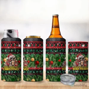 Christmas Raccoon Boba Tea Holiday Can Cooler Tumbler