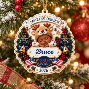 Baby's First Christmas Personalized Ornament, Custom Keepsake for New Baby