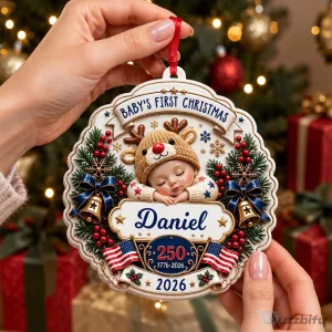 Baby's First Christmas Personalized Ornament, Custom Keepsake for New Baby