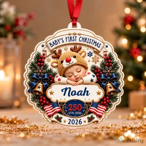 Baby's First Christmas Personalized Ornament, Custom Keepsake for New Baby