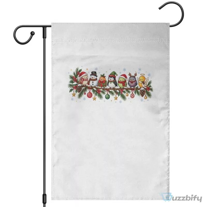 Cute Christmas Birds on a Branch Garden Flag Winter Nature Lover Gift