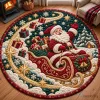 Santa Claus Magical Sleigh Ride Christmas Holiday Round Quilted Rug
