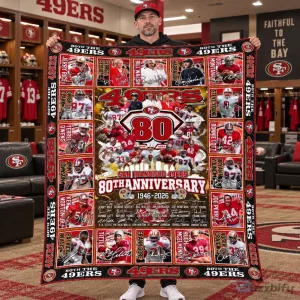 San Francisco 49ers 80th Anniversary 1946-2026 Football Team Commemorative Blanket