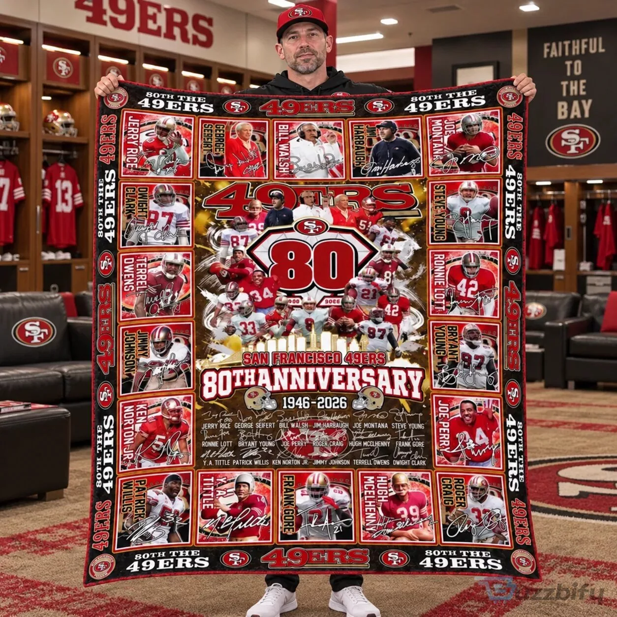San Francisco 49ers 80th Anniversary 1946-2026 Football Team Commemorative Blanket