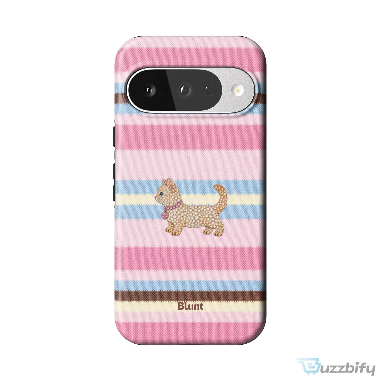 Pink Striped Kitten Pixel Art Design Phone Case