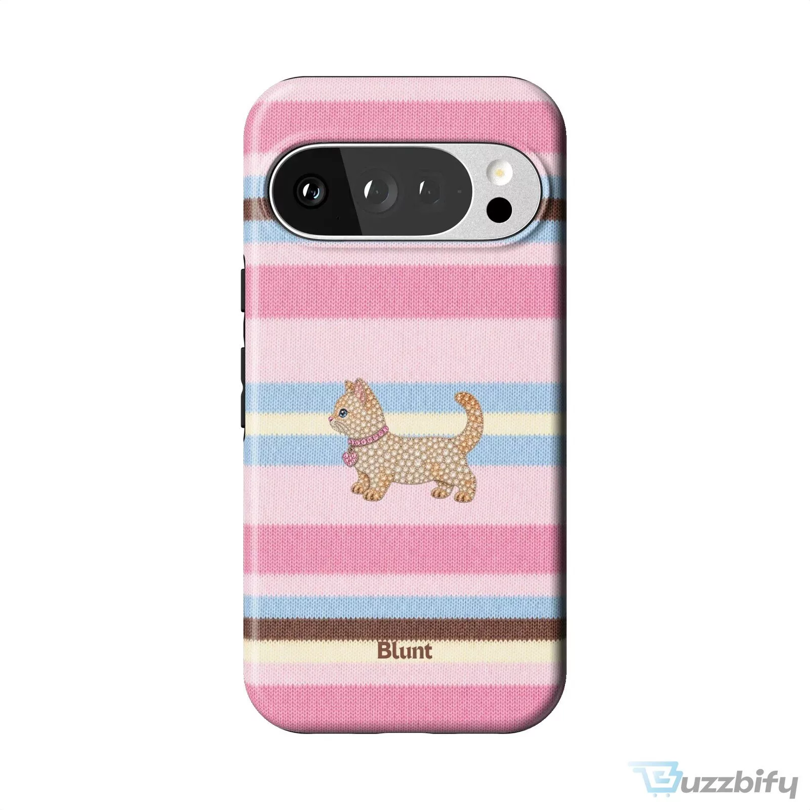 Pink Striped Kitten Pixel Art Design Phone Case