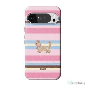 Pink Striped Kitten Pixel Art Design Phone Case
