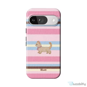 Pink Striped Kitten Pixel Art Design Phone Case