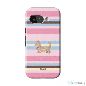 Pink Striped Kitten Pixel Art Design Phone Case