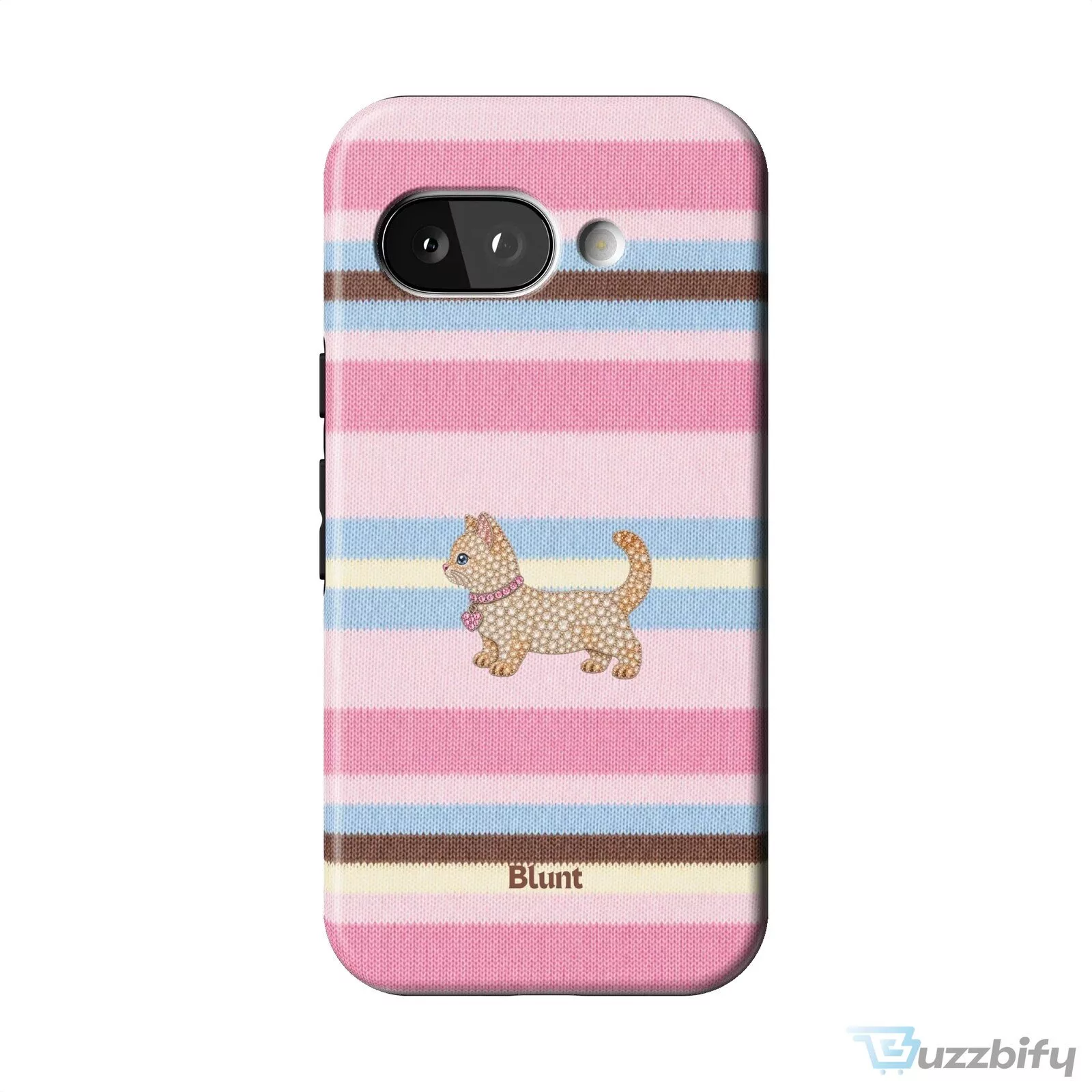Pink Striped Kitten Pixel Art Design Phone Case