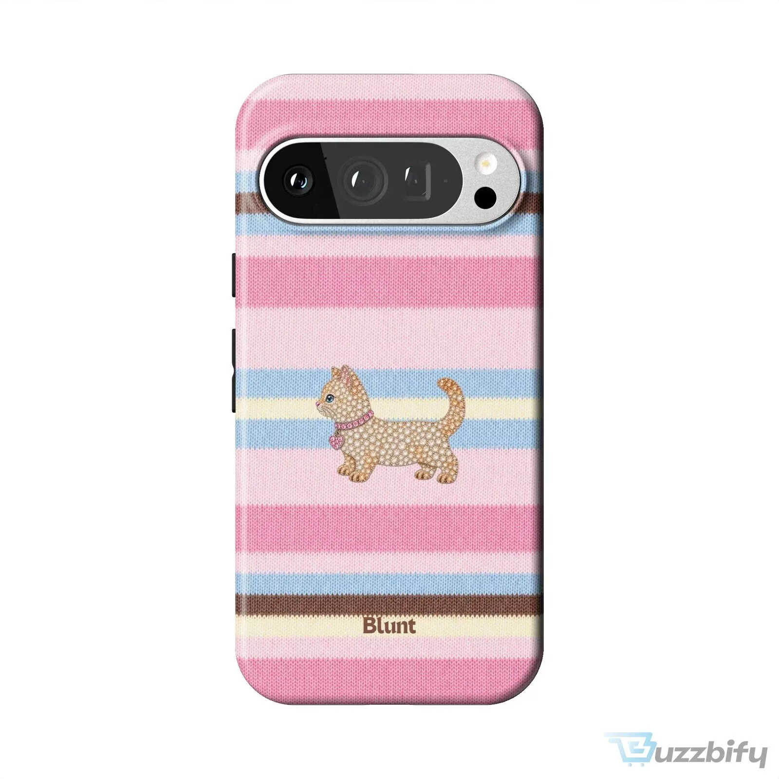 Pink Striped Kitten Pixel Art Design Phone Case
