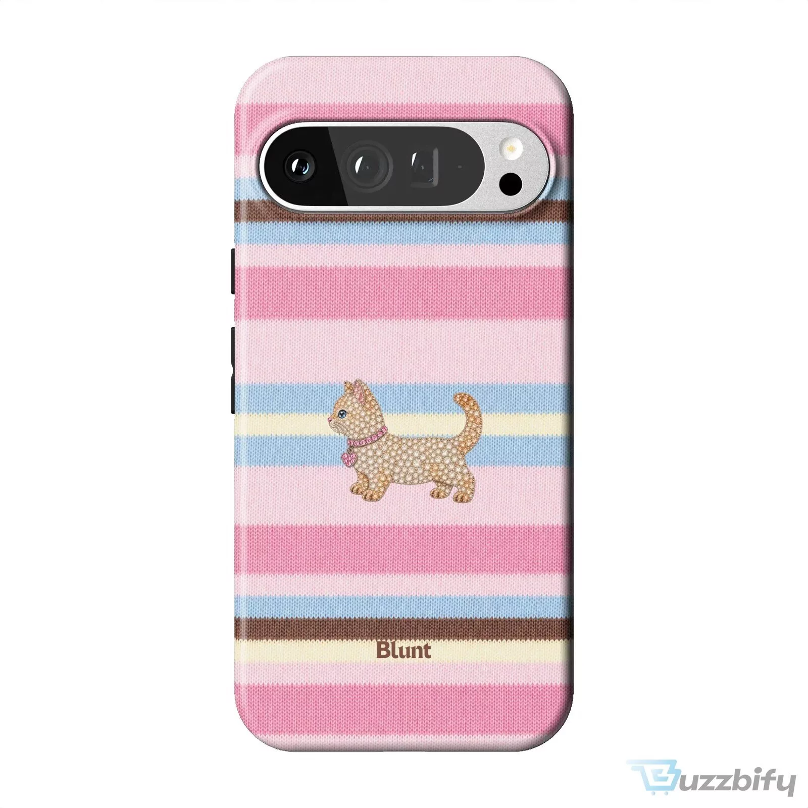 Pink Striped Kitten Pixel Art Design Phone Case