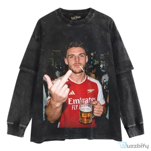 Declan Rice Arsenal Football Club Player Drinking Beer Middle Finger T-Shirt