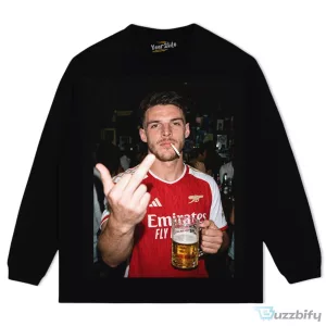 Declan Rice Arsenal Football Club Player Drinking Beer Middle Finger T-Shirt