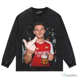 Declan Rice Arsenal Football Club Player Drinking Beer Middle Finger T-Shirt